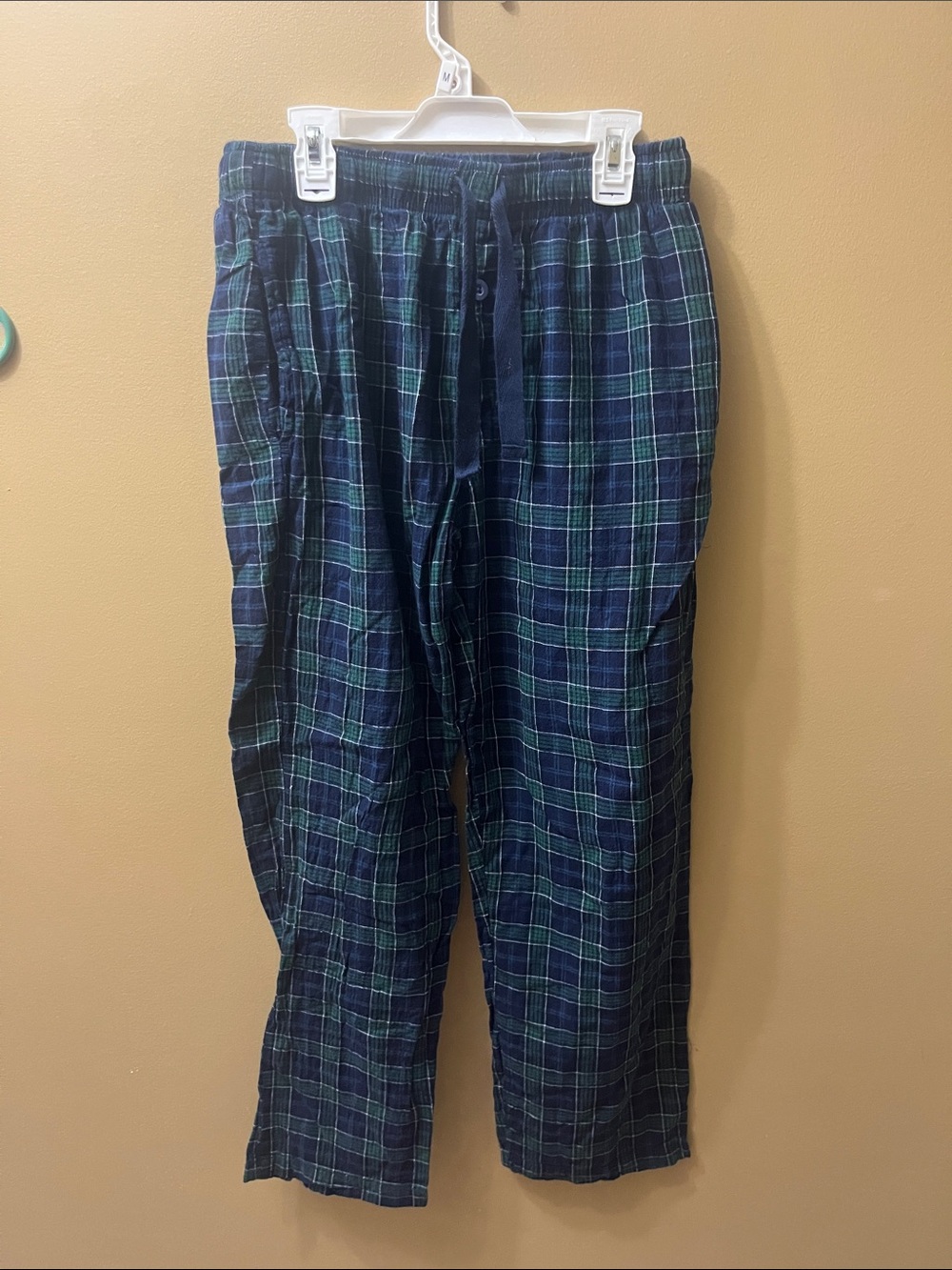 Fruit of the Loom Men's Navy and Green Plaid Lounge Pajama Pants